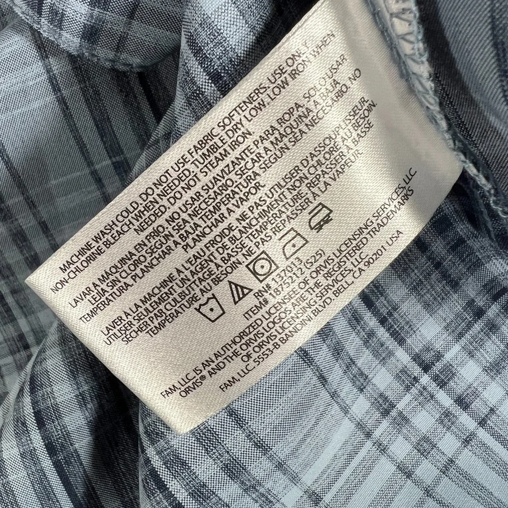 Orvis Shirt Mens Large Blue Plaid Short Sleeve Button Up‎ Performance Outdoor